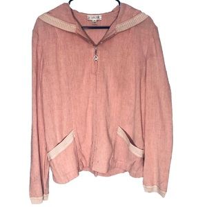 St. John Sport Linen Pink Zip Up Hooded Jacket